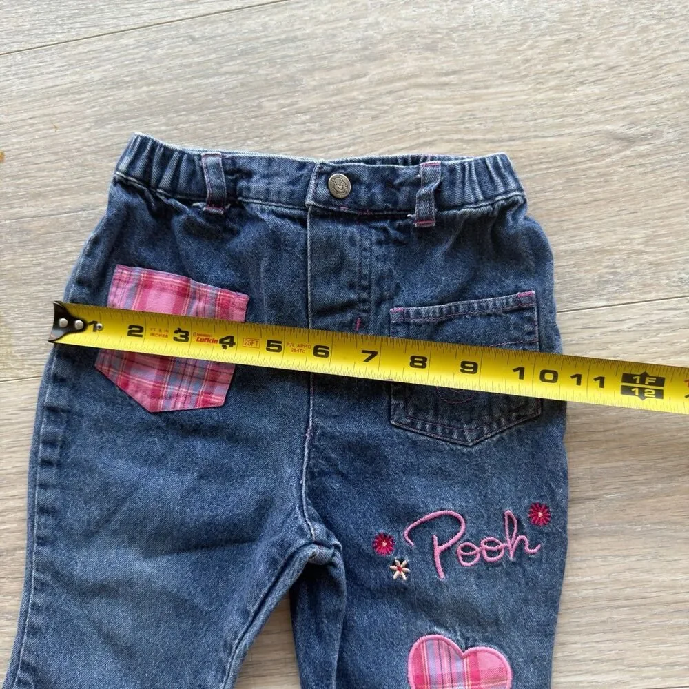 Disney Winnie The Pooh Vintage Baby Girl 12 M Jeans & Shirt Y2K Set 90’s GRAIL